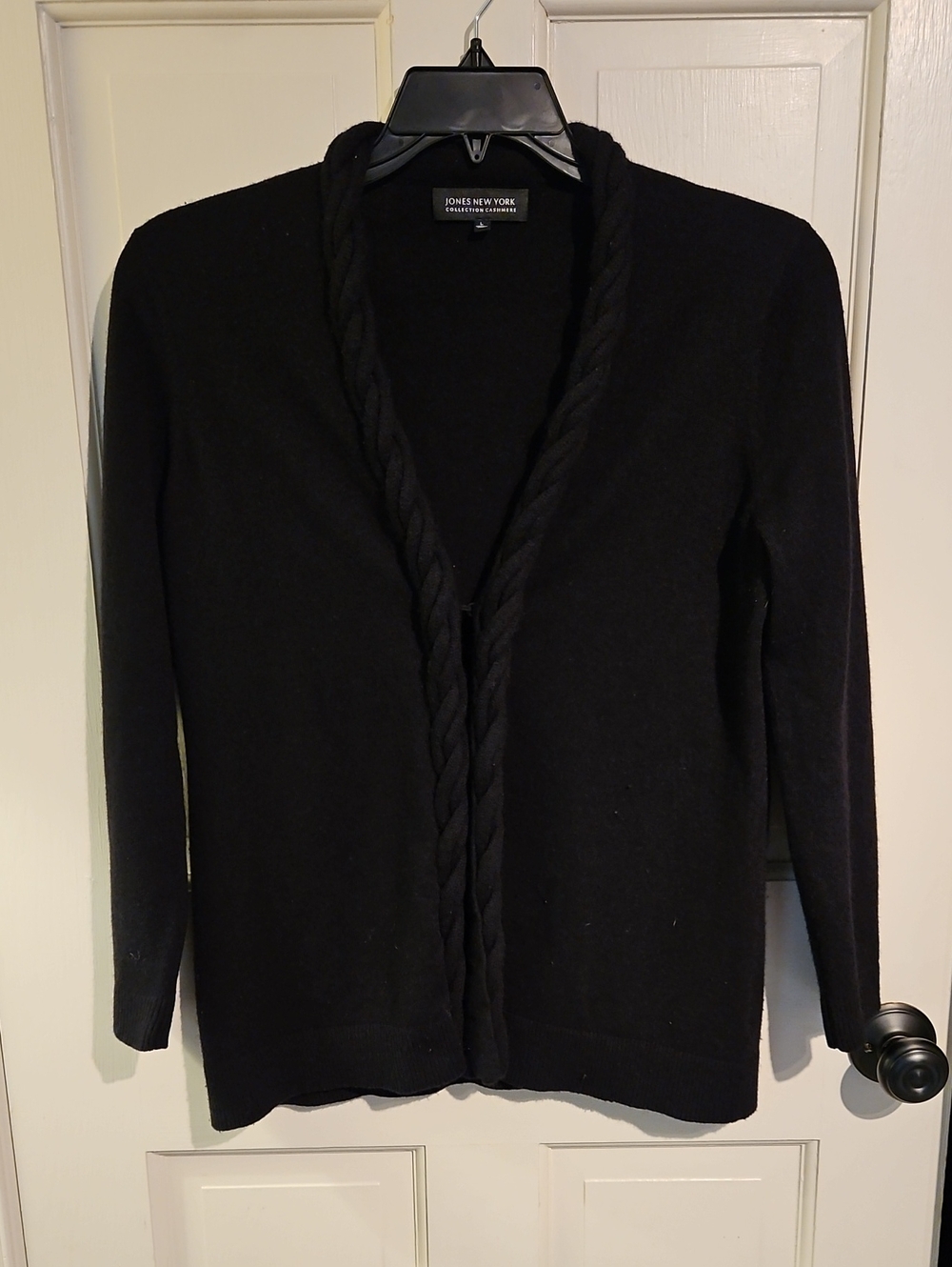Jones New York Black 100% Cashmere Open Cardigan Sweater